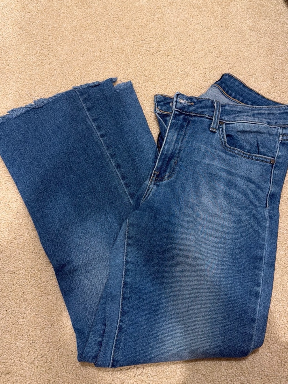 Just Black Women's Blue Flare Jeans with Raw Hem